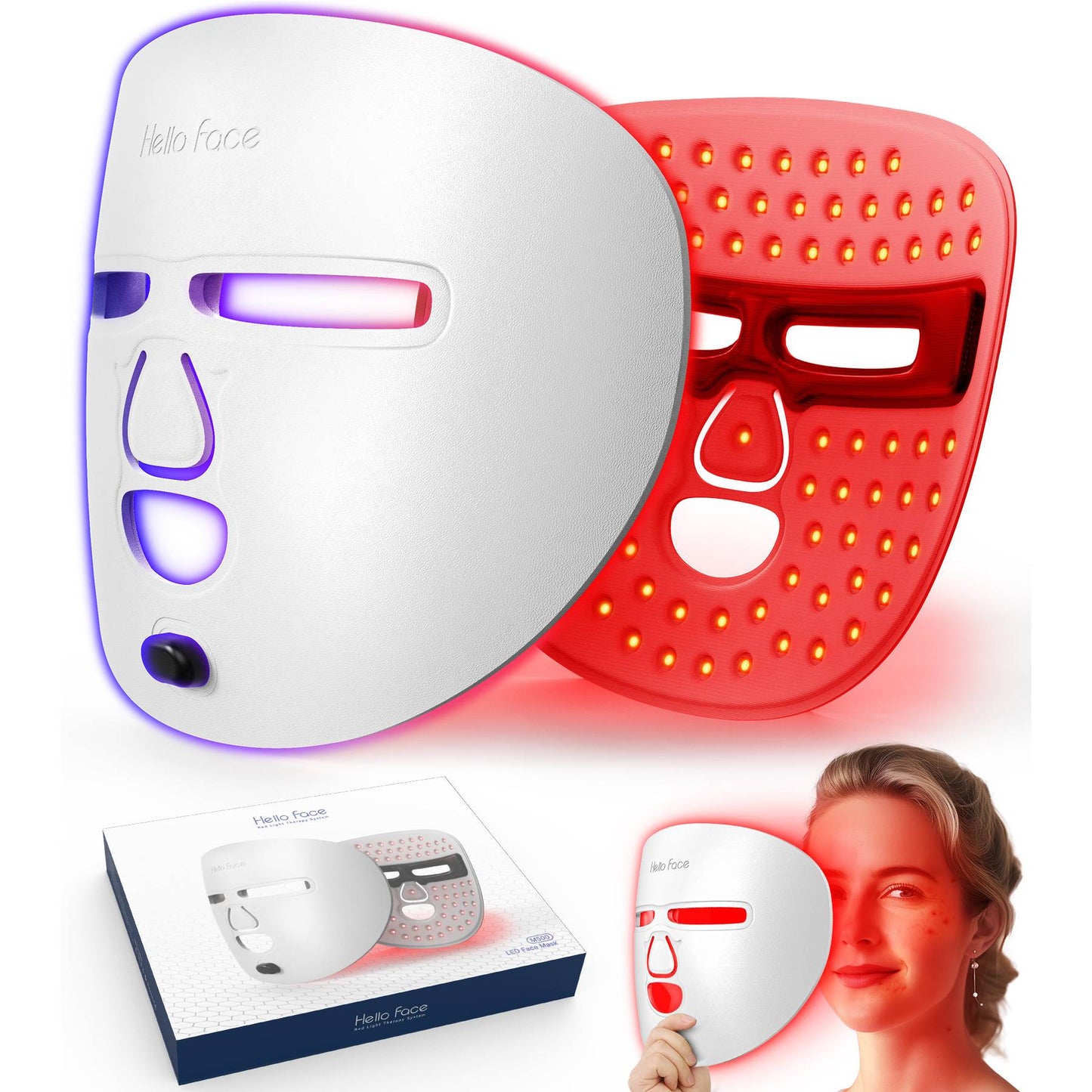 Velora™ LED Face Mask Facial Care Tool, Red Light Therapy Mask For Face For Home Travel